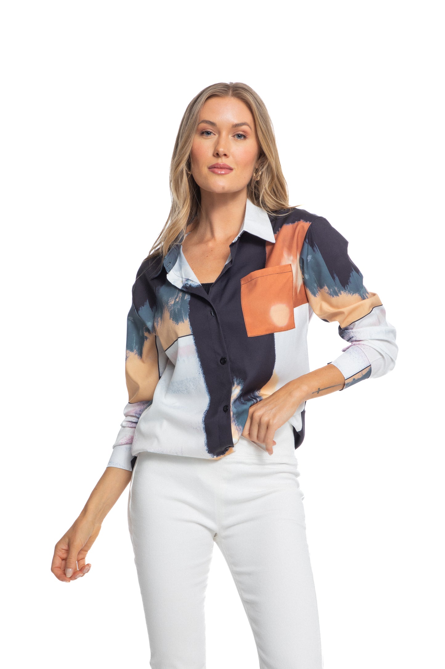 Abstract long sleeve Button down