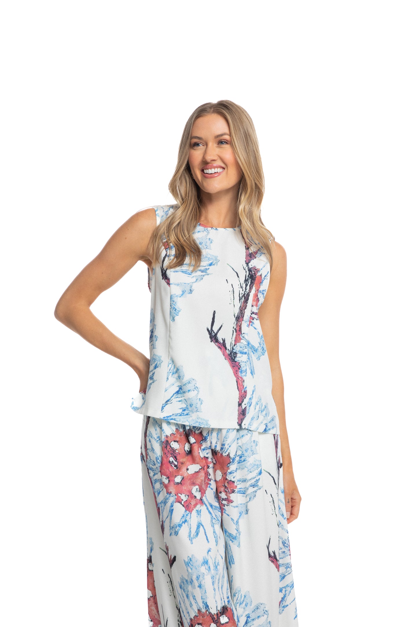 Celia Printed Sleeveless Top and Wide Leg Pants