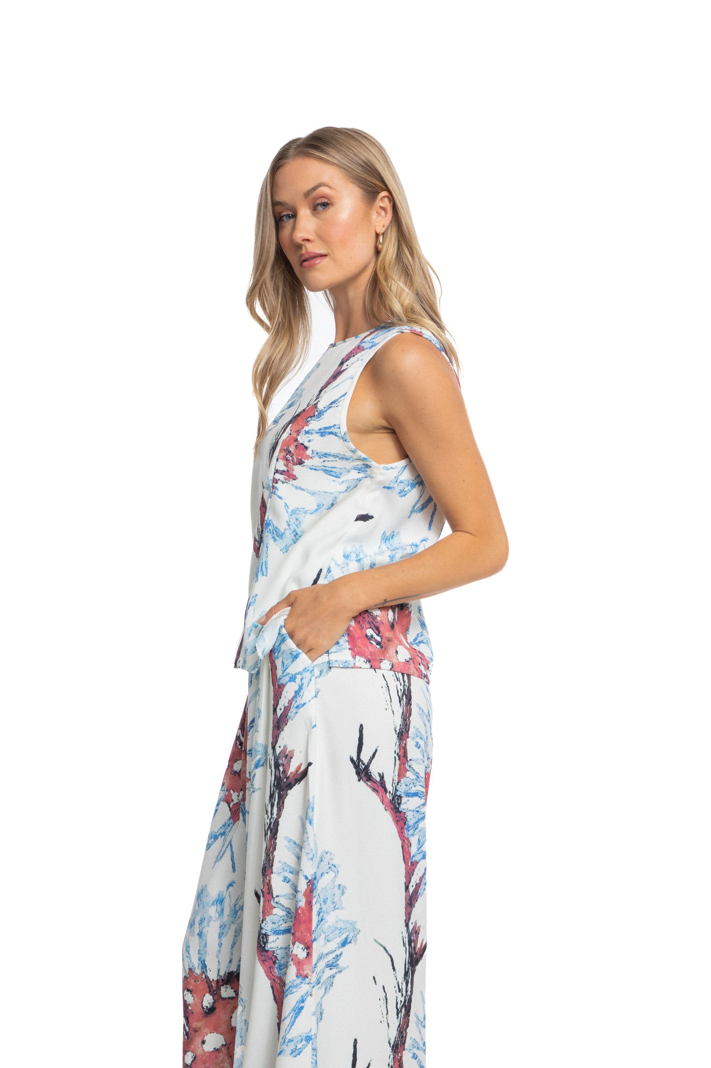 Celia Printed Sleeveless Top and Wide Leg Pants