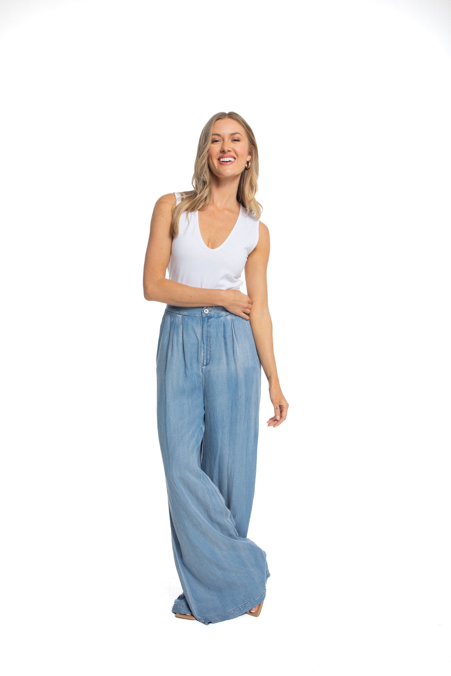 Brooke Chambray Wide Leg Pants