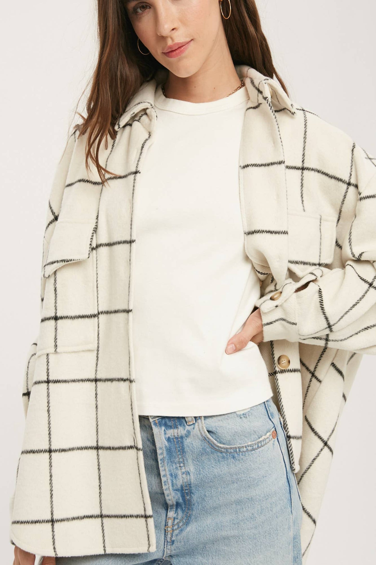 Bianca Oversized Shacket in Ivory