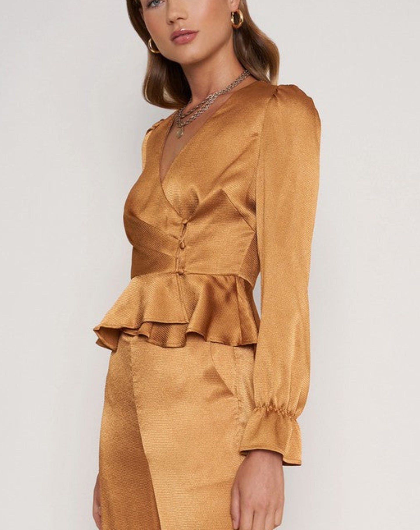 Copper Glitz Top & Wide Leg Pants Set