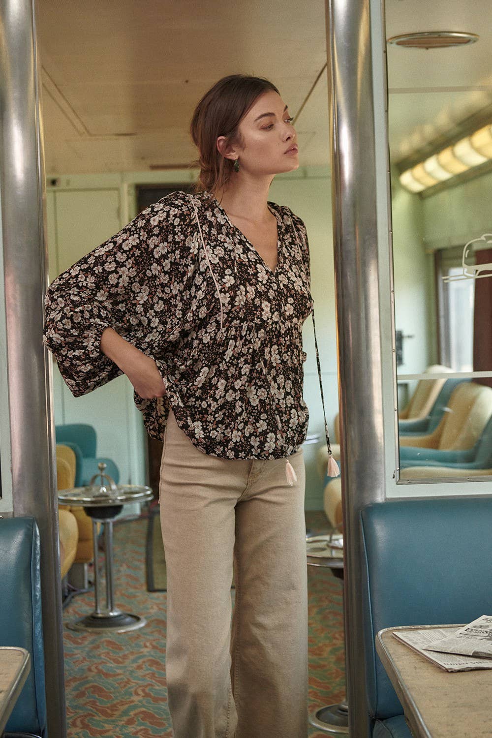 Midnight Flirty Floral Top