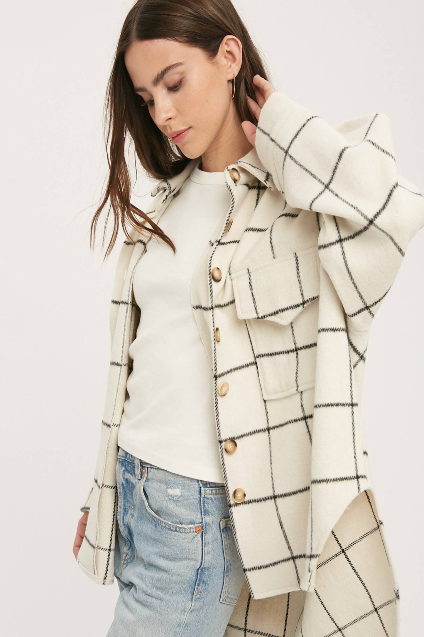 Bianca Oversized Shacket in Ivory