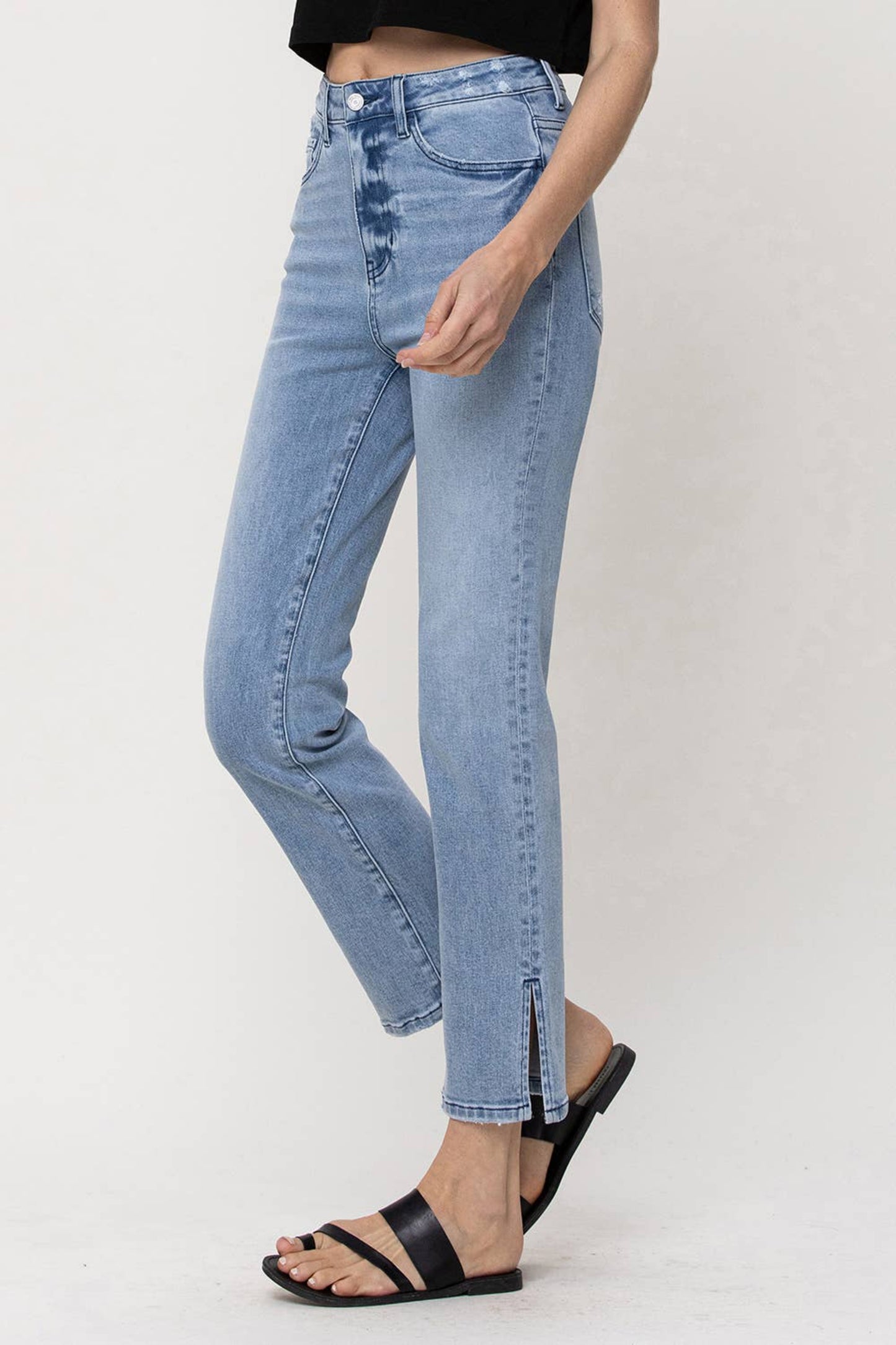 Super High Rise Straight Jean W Side Slit