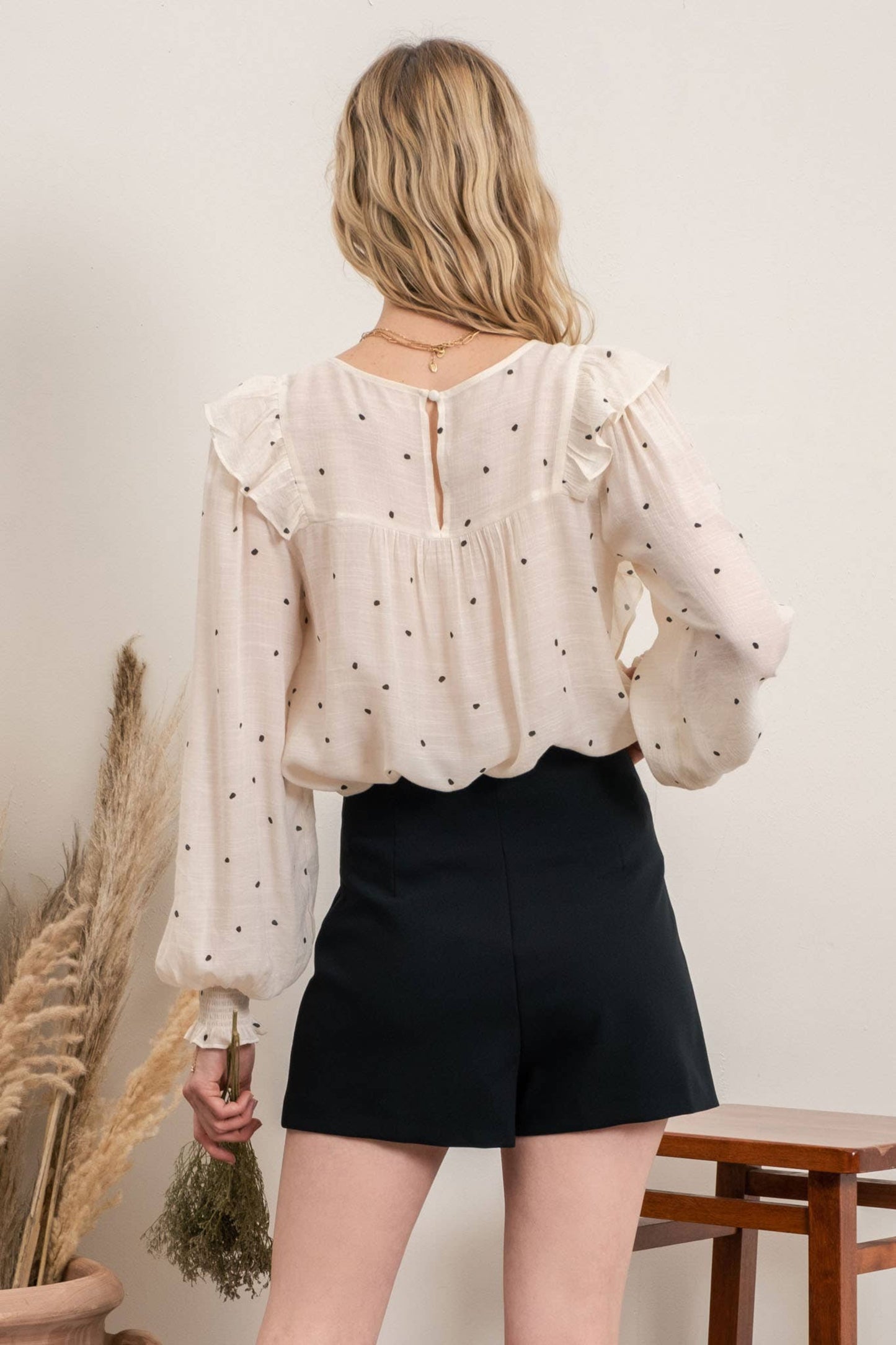 Britt Polka Dot Ruffle Blouse