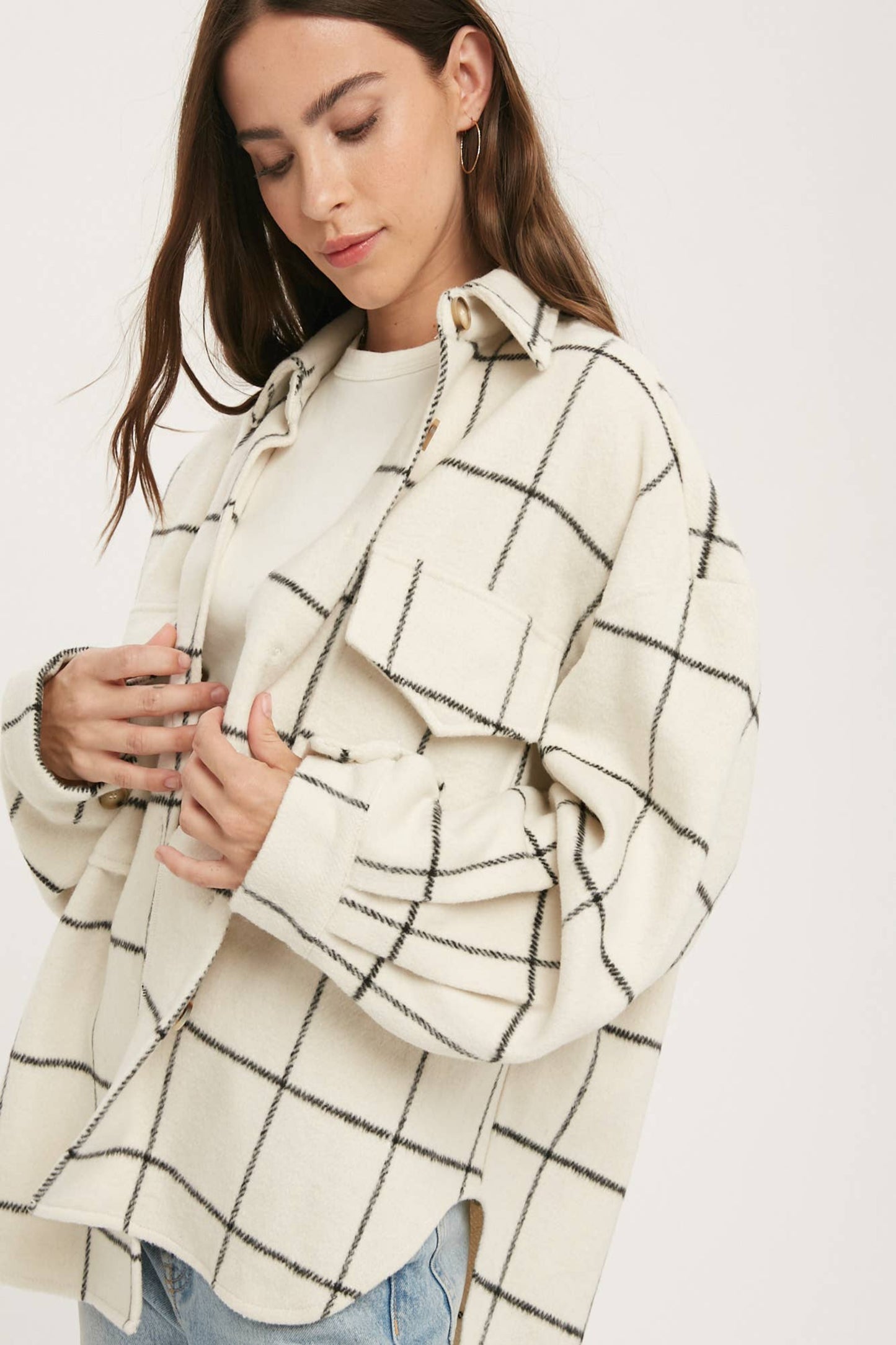 Bianca Oversized Shacket in Ivory