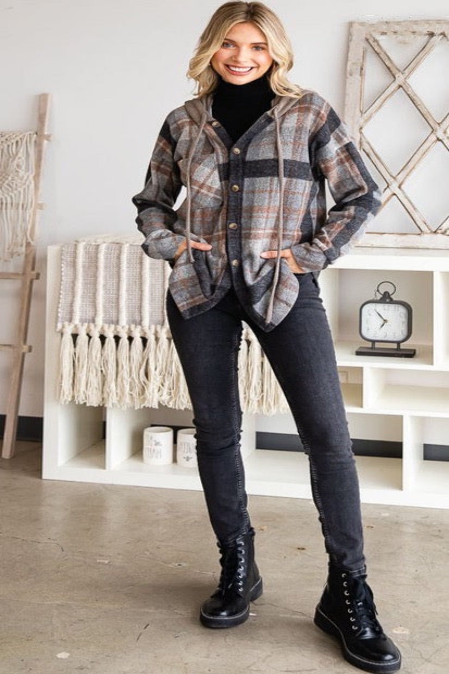 Plaid Hooded Shacket
