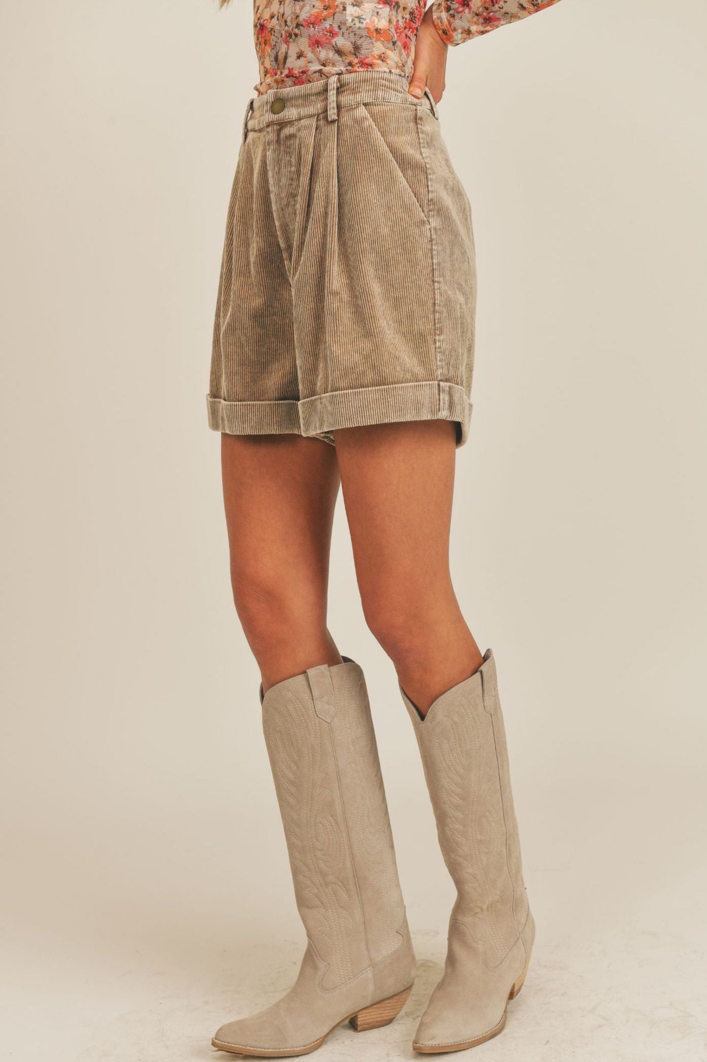 Boyfriend Roll Up Corduroy Shorts