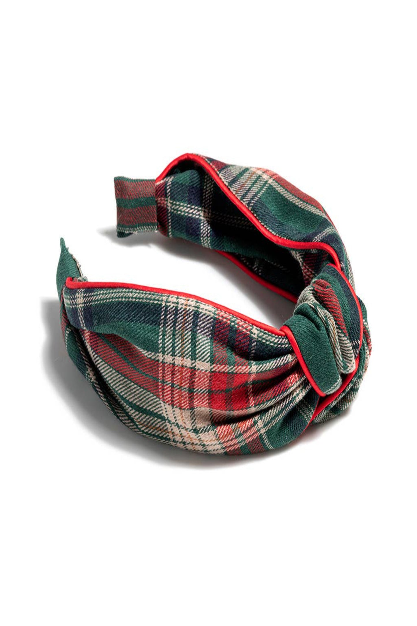 Knotted Plaid Headband Green