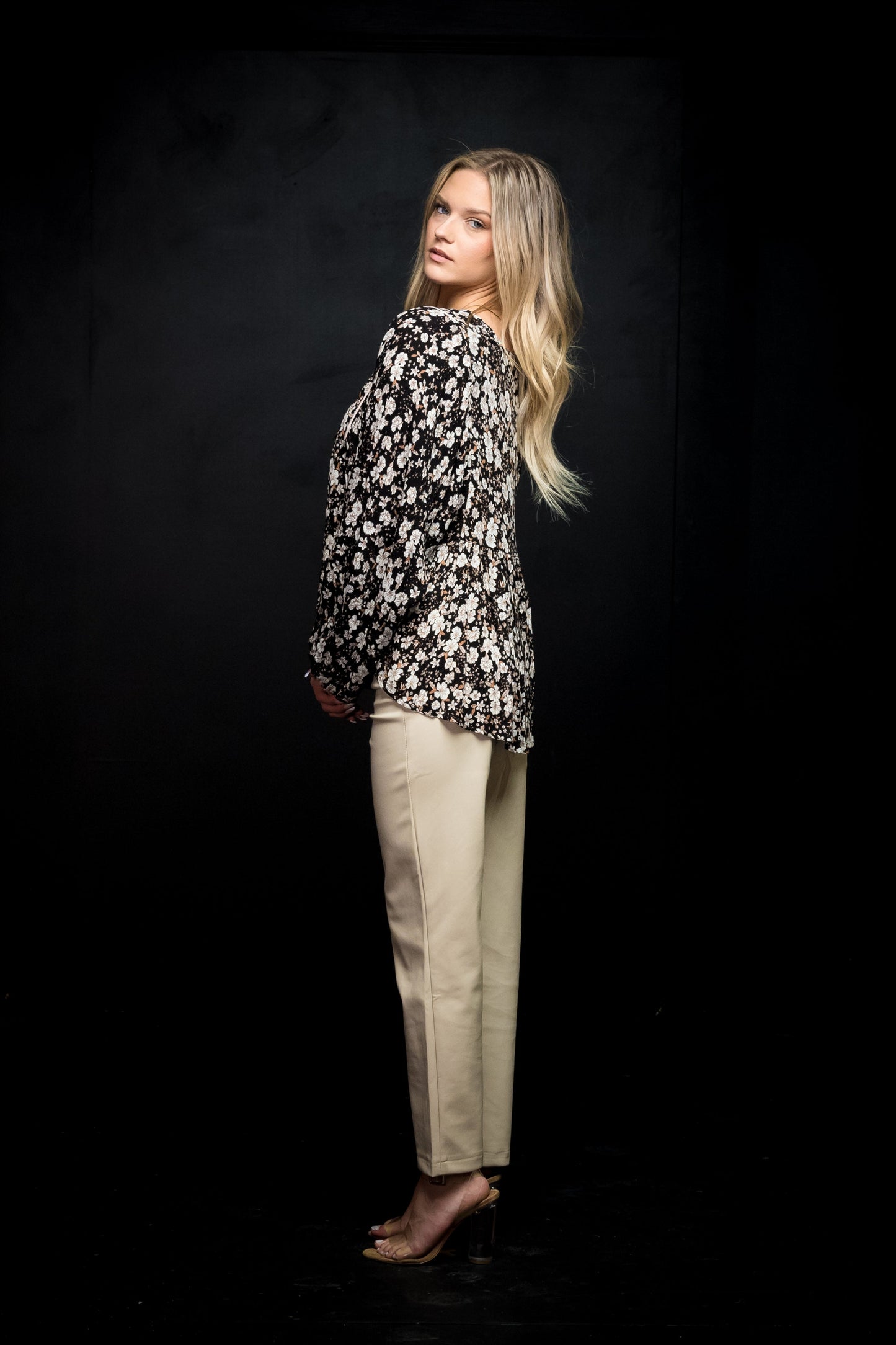 Midnight Flirty Floral Top