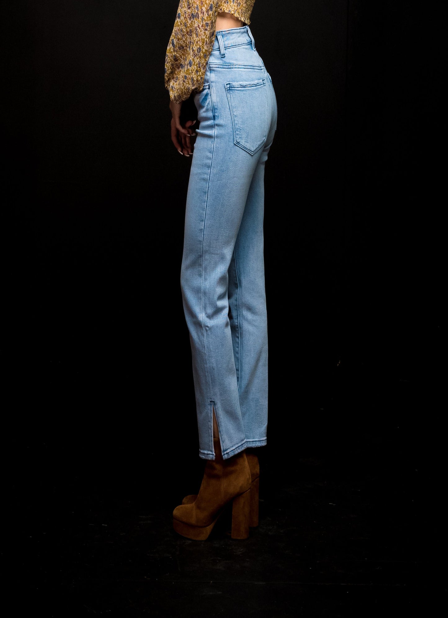 Belvedere V Neck Top in Mustard Multi