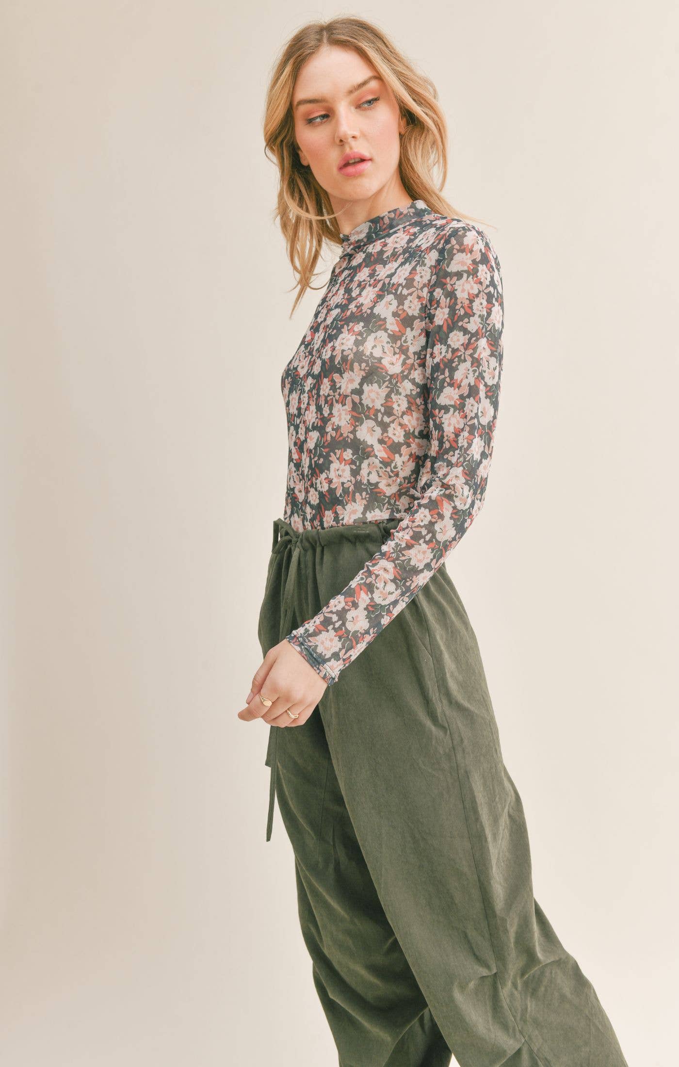 Dreamchaser Mock Neck Mesh Top