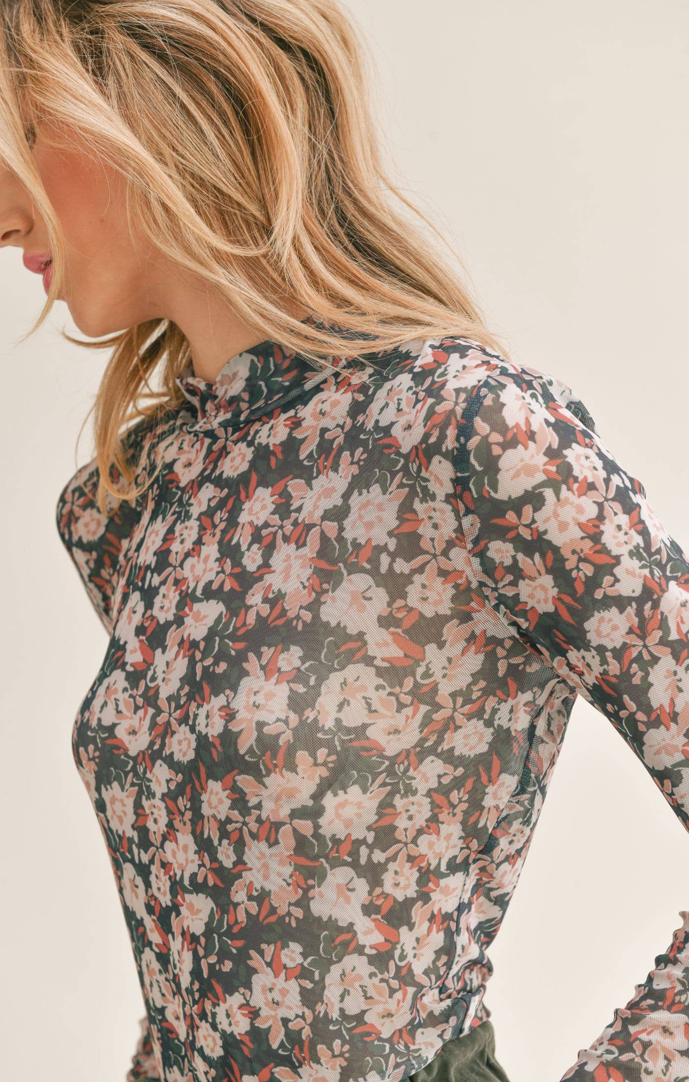 Dreamchaser Mock Neck Mesh Top