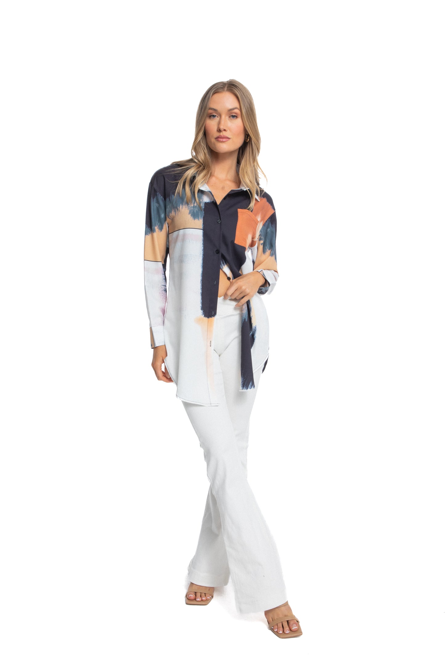 Abstract long sleeve Button down