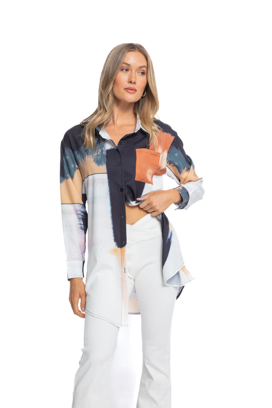 Abstract long sleeve Button down