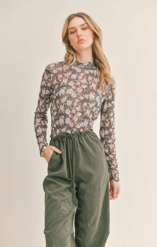 Dreamchaser Mock Neck Mesh Top