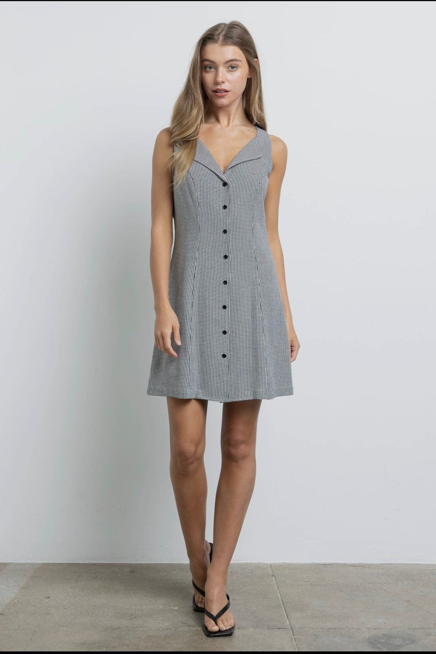 Gia Button Down Checkered Dress