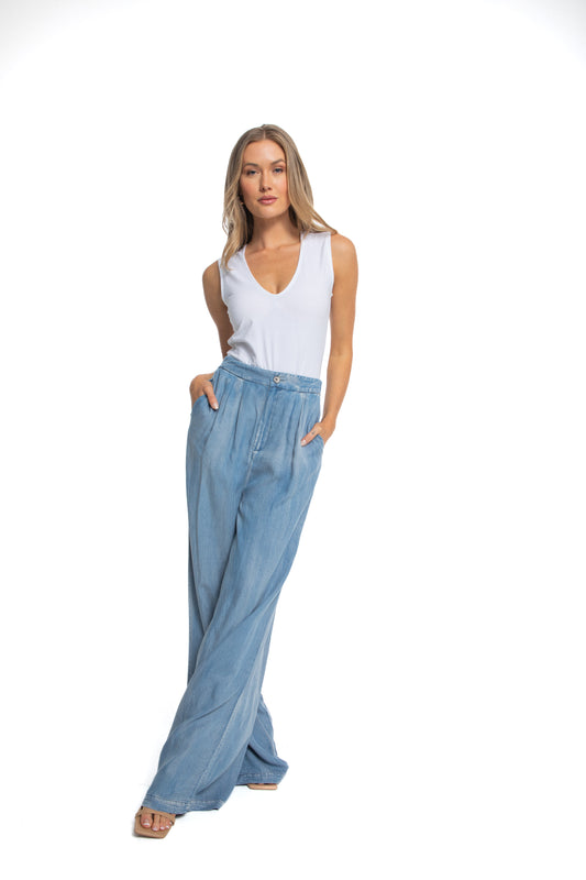 Brooke Chambray Wide Leg Pants