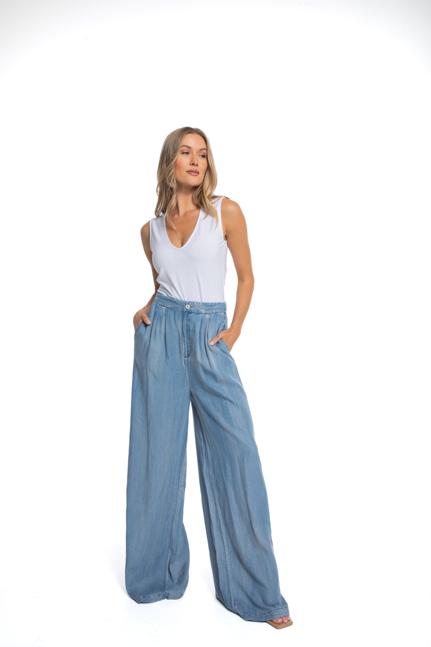 Brooke Chambray Wide Leg Pants