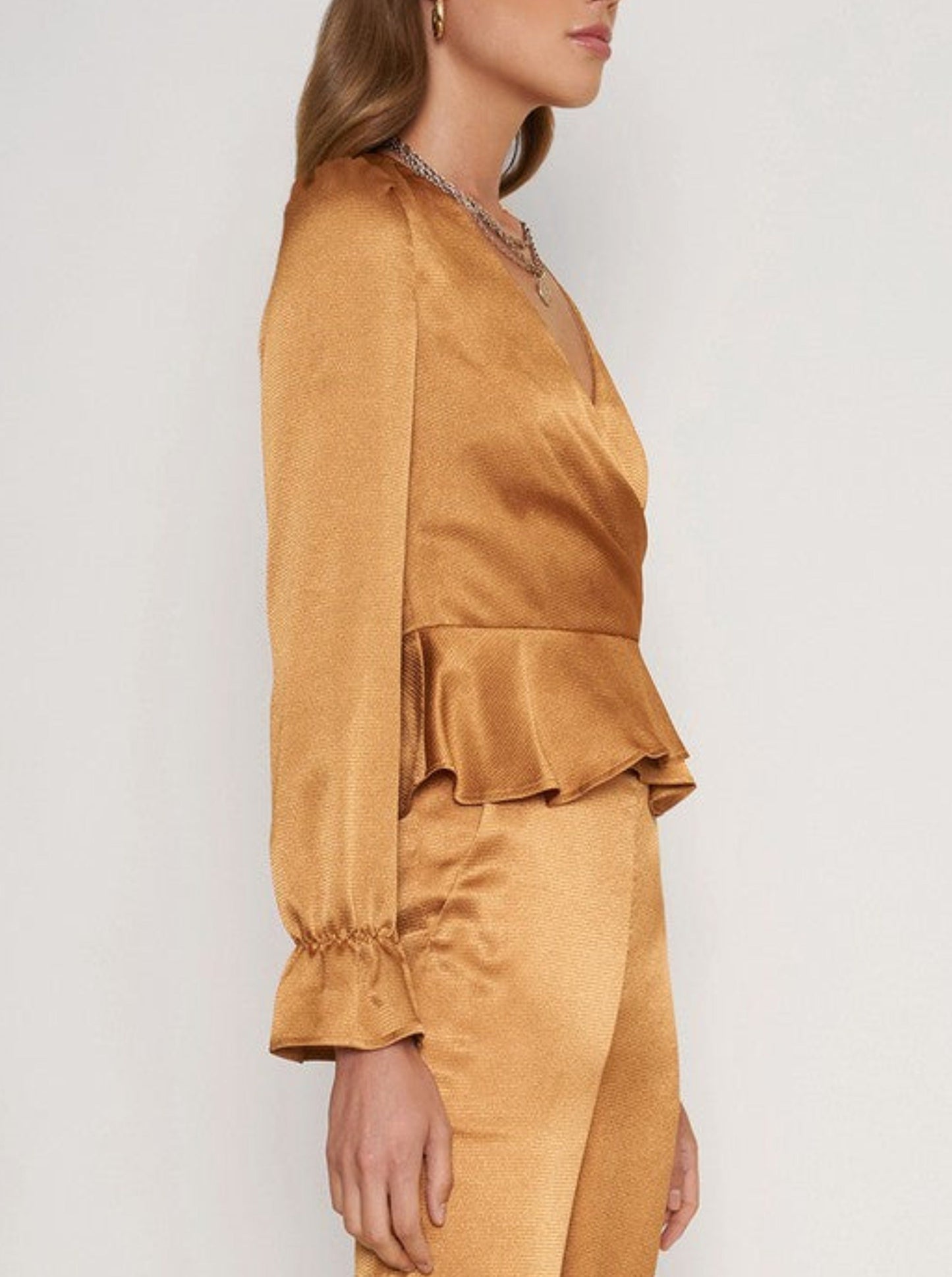 Copper Glitz Top & Wide Leg Pants Set