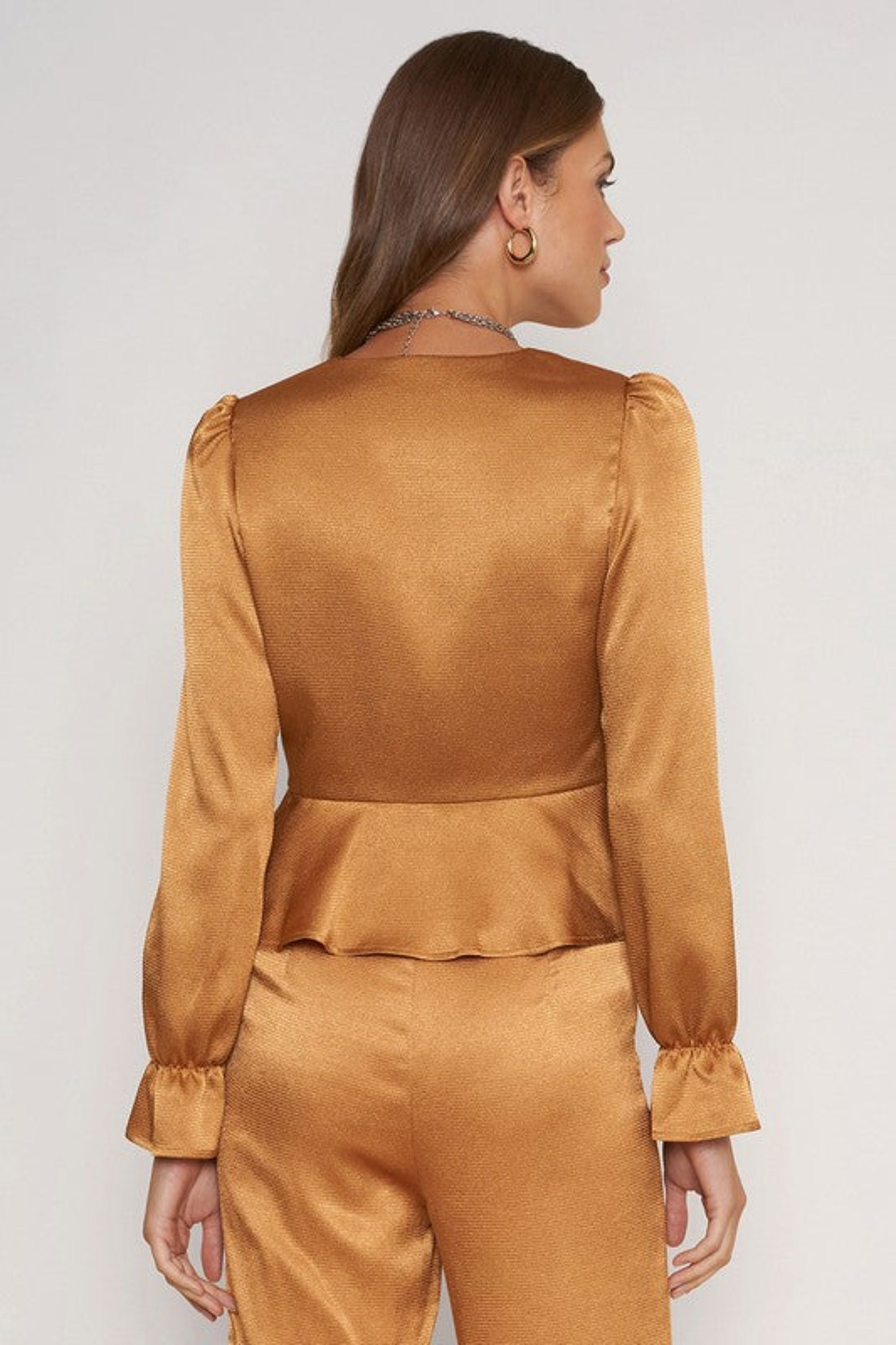 Copper Glitz Top & Wide Leg Pants Set