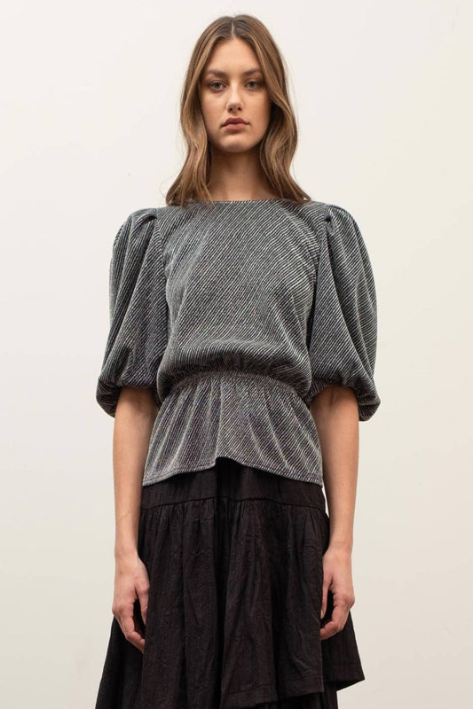 Sienna Black Metallic Top
