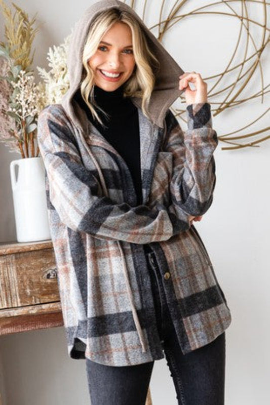 Plaid Hooded Shacket