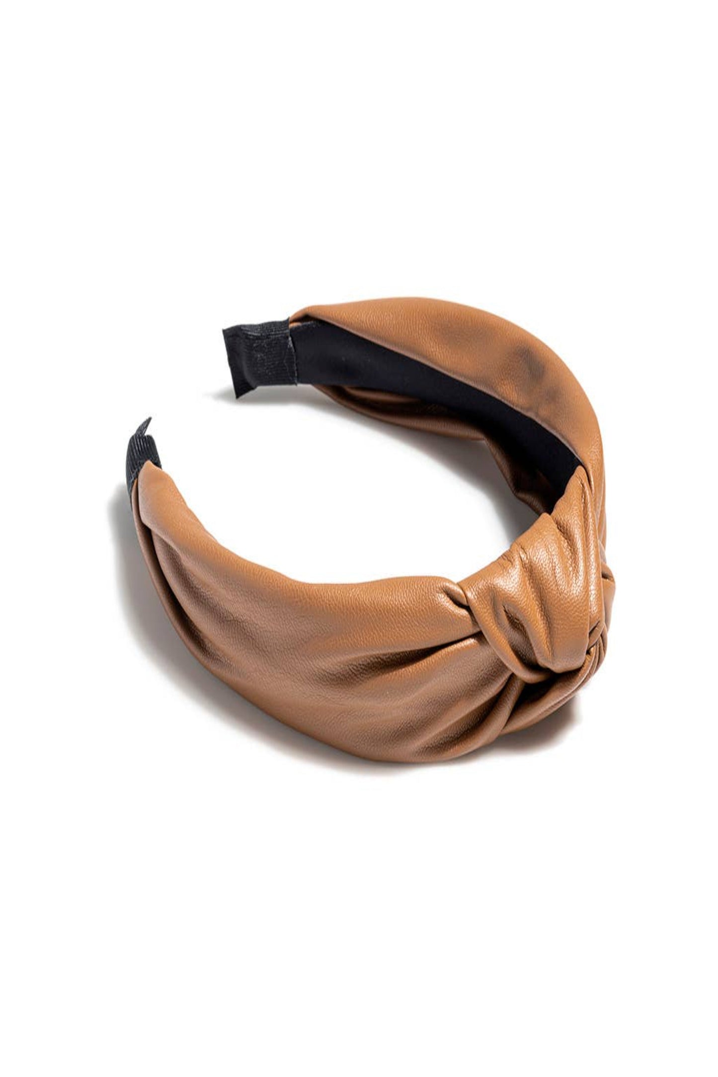 Faux Leather Knotted Headband Brown