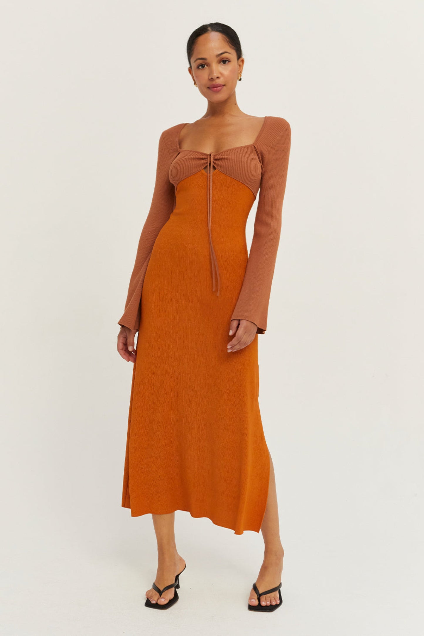 Anna Mix Maxi Dress in Burnt Orange MILA MACE Anna Mix Maxi Dress in Burnt Orange MILA MACE