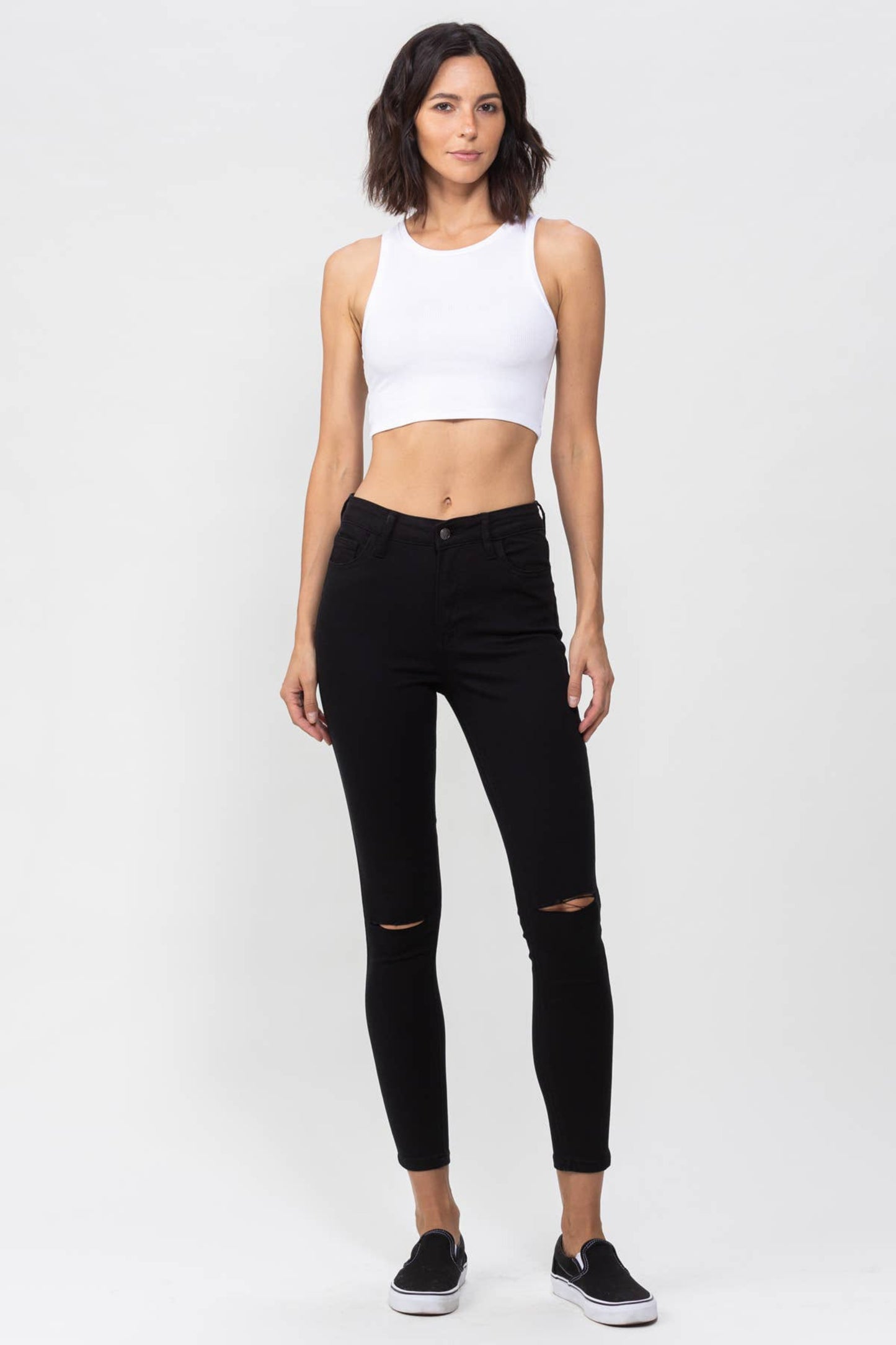 Onyx High Rise Knee Slit Skinny