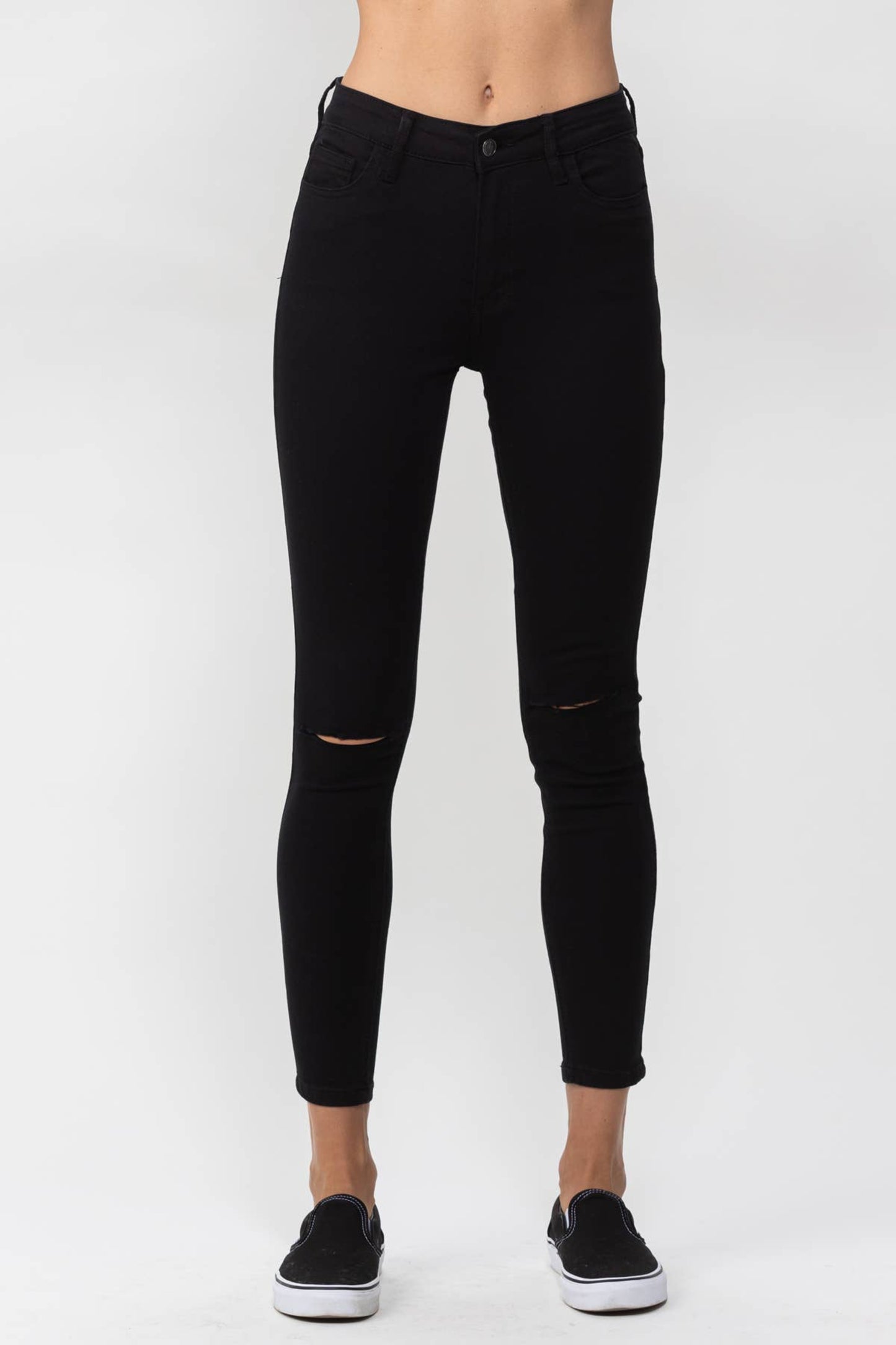 Onyx High Rise Knee Slit Skinny