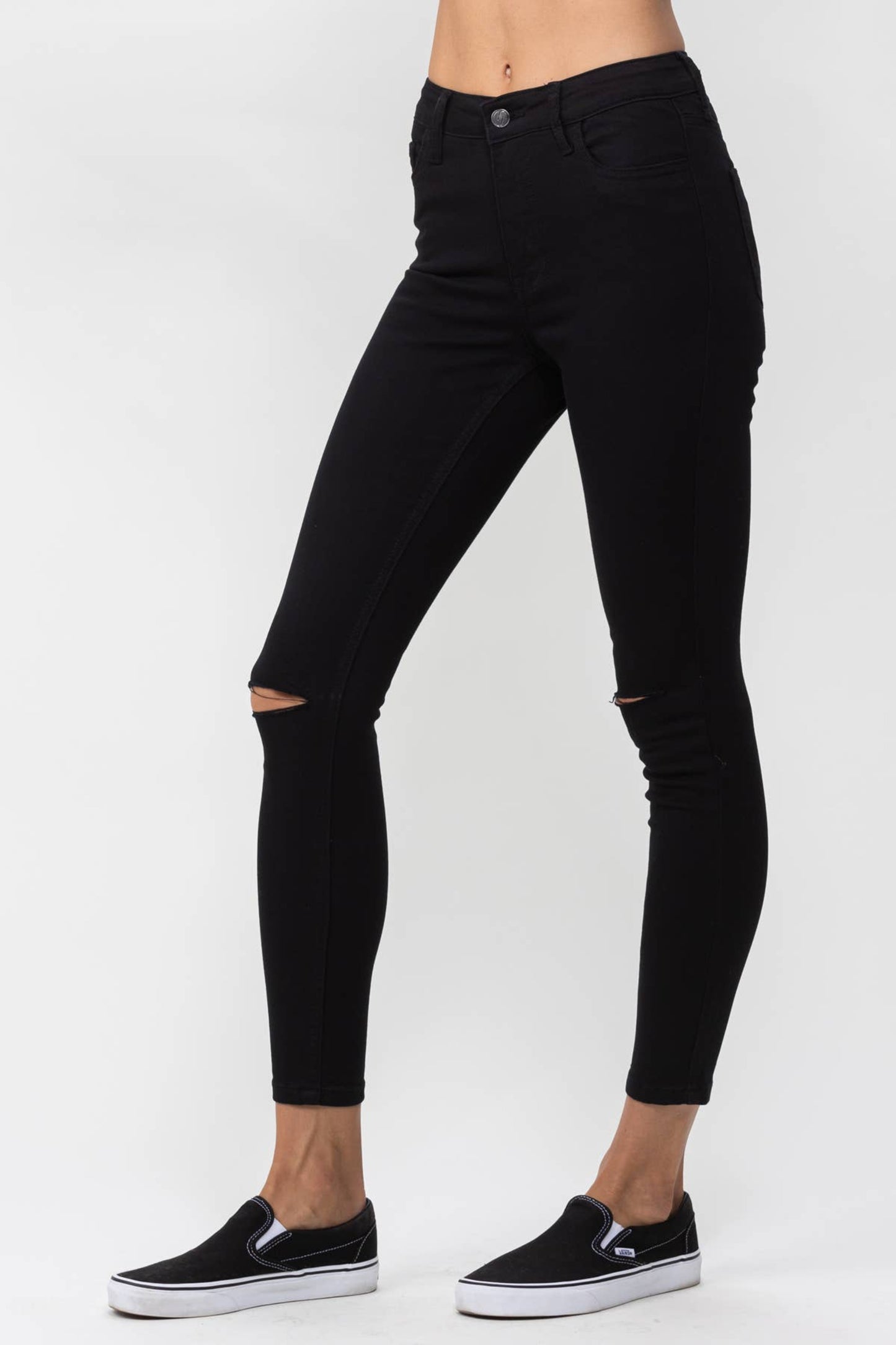 Onyx High Rise Knee Slit Skinny