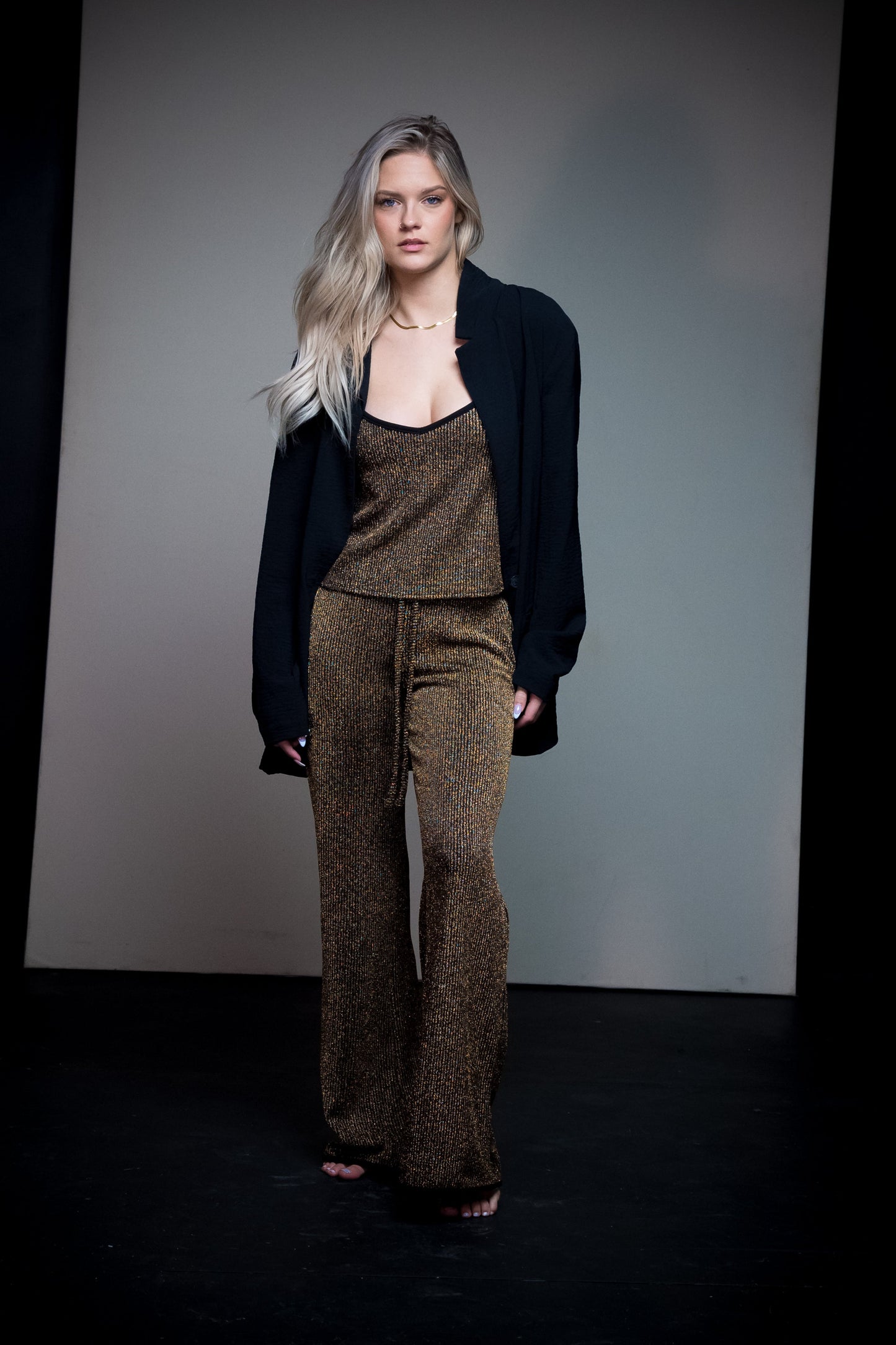 Metallic Spirit Tank Top & Wide Leg Pants Set