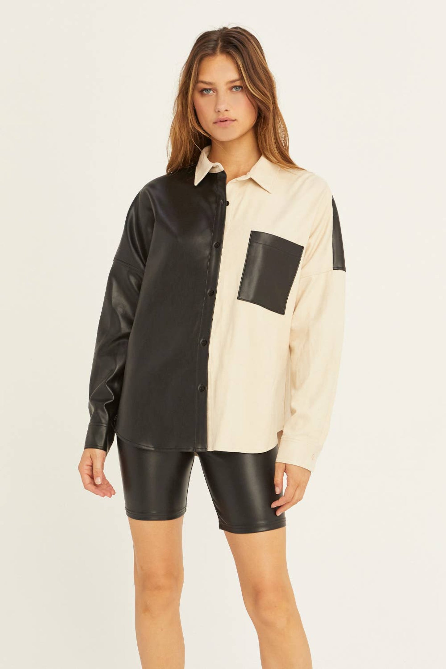 Vega Color Block Button Up