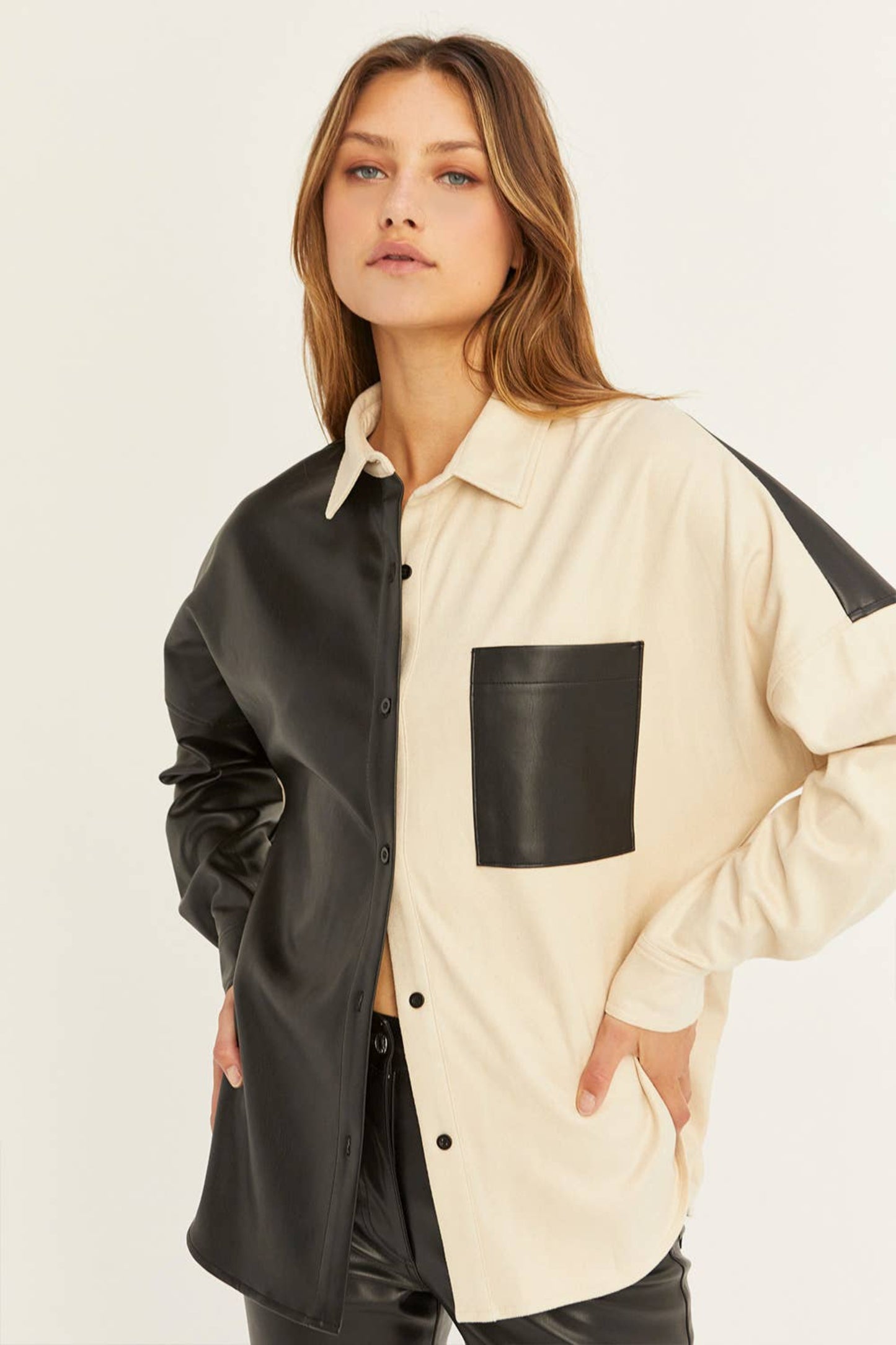 Vega Color Block Button Up