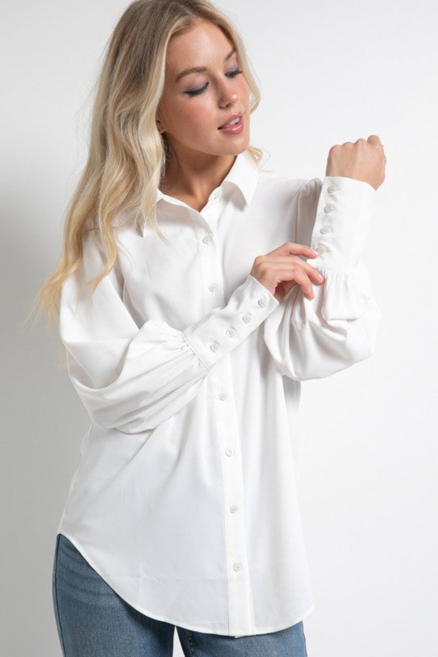 Classic White Button Down Blouse