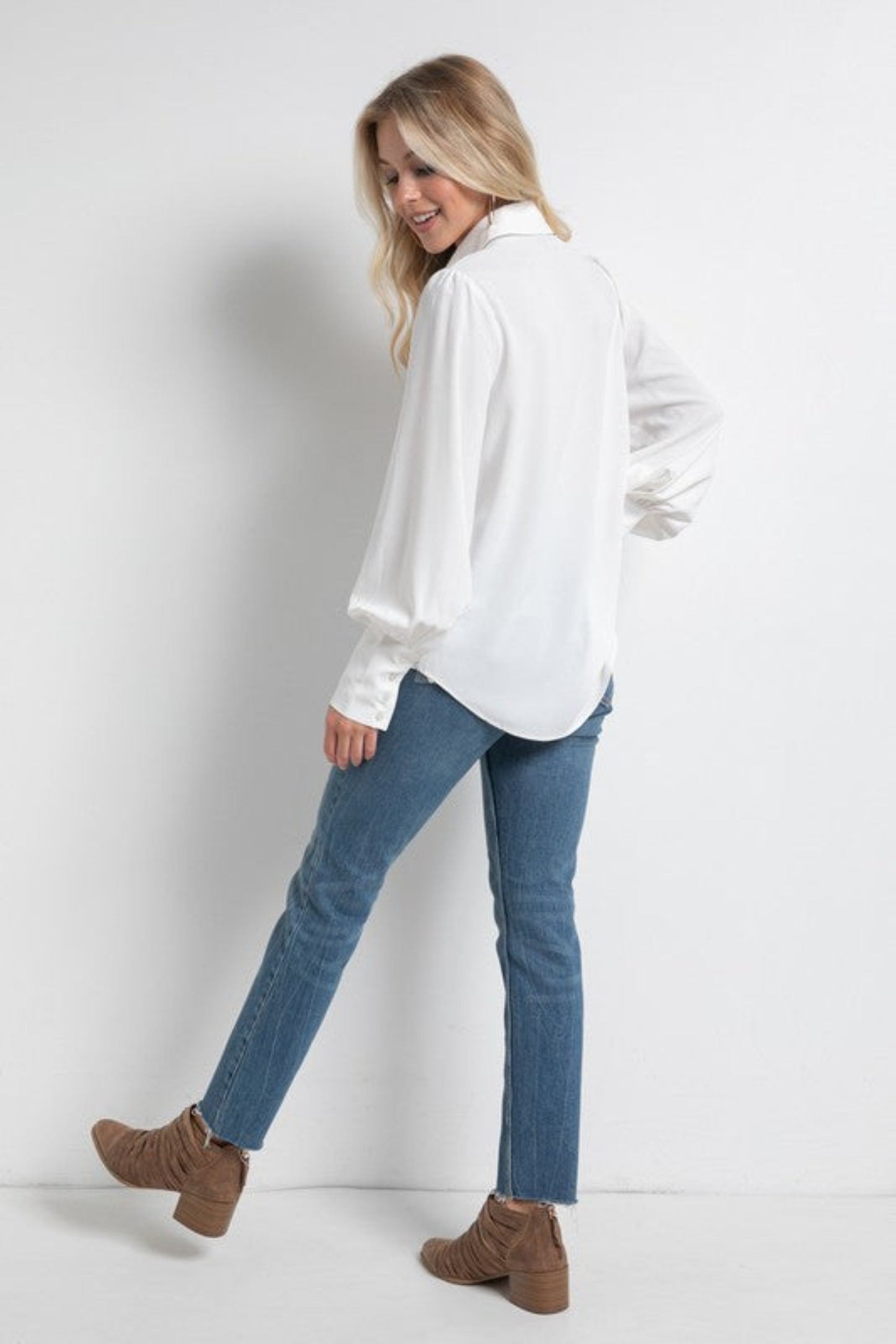 Classic White Button Down Blouse