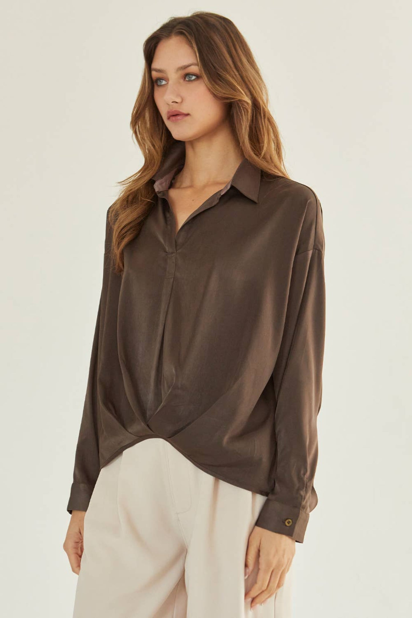 Paige Faux Surplice Satin Top