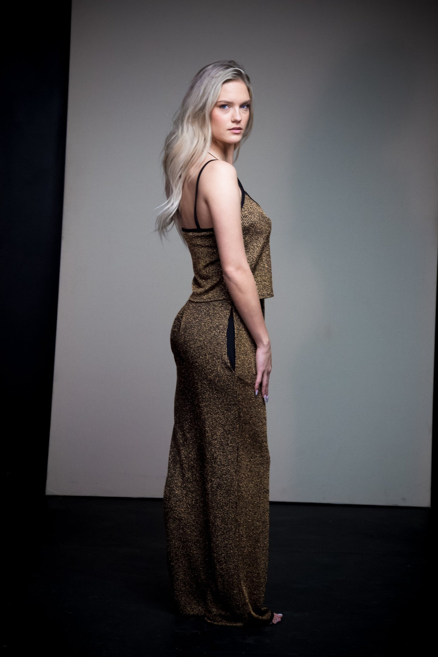 Metallic Spirit Tank Top & Wide Leg Pants Set