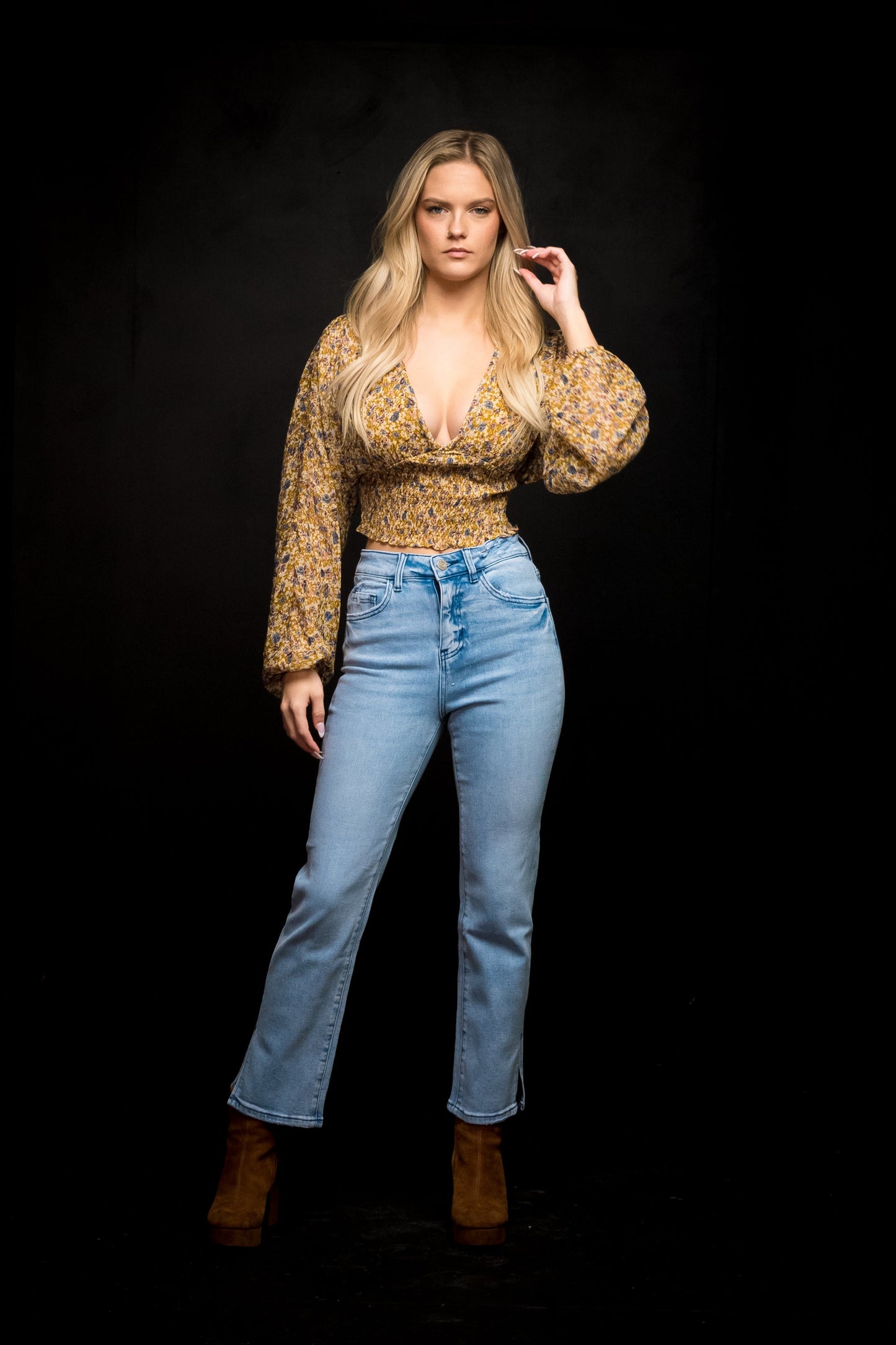 Super High Rise Straight Jean W Side Slit