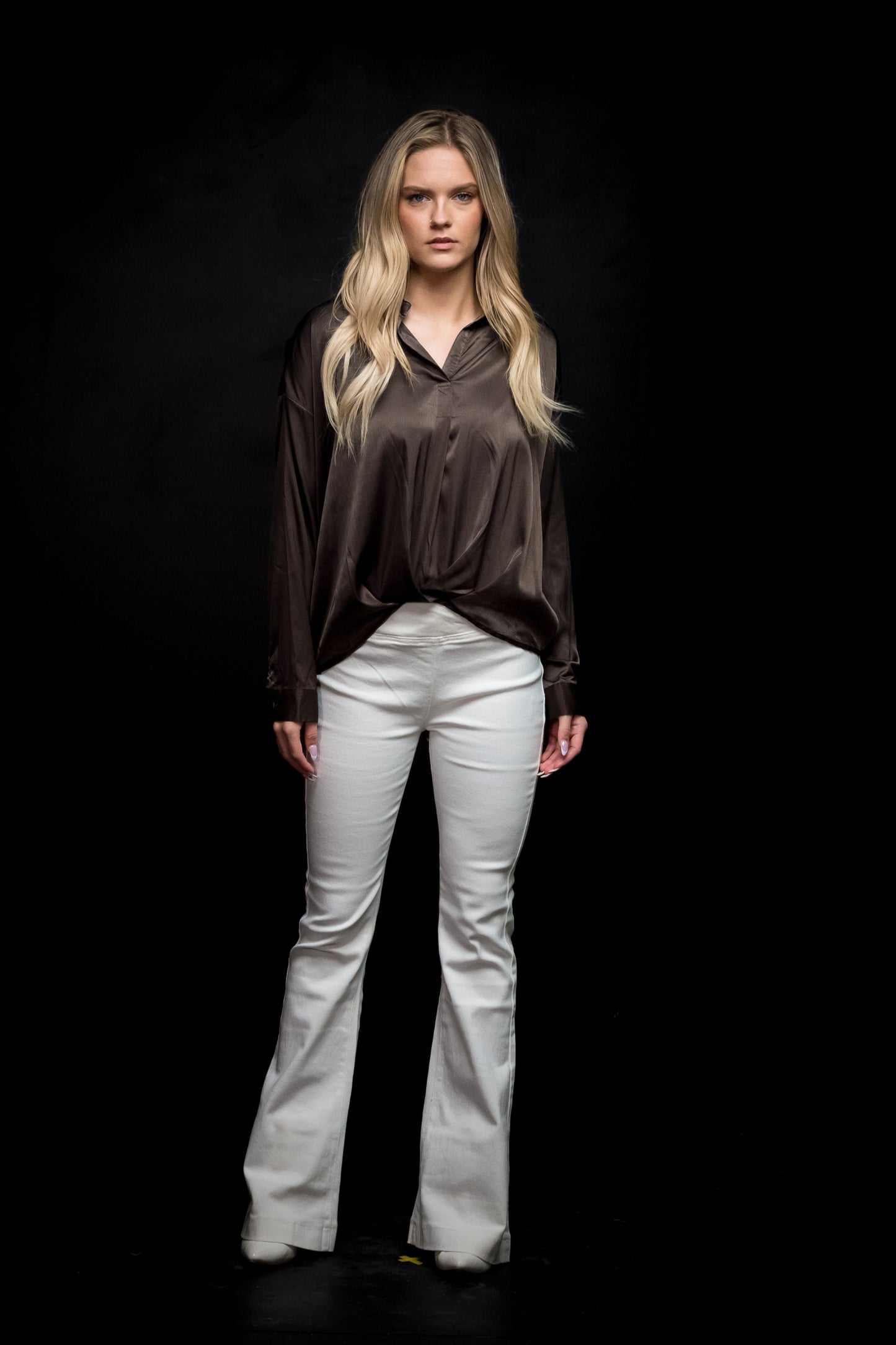 Paige Faux Surplice Satin Top